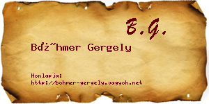 Böhmer Gergely névjegykártya